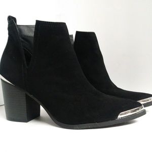 black booties with silver toe